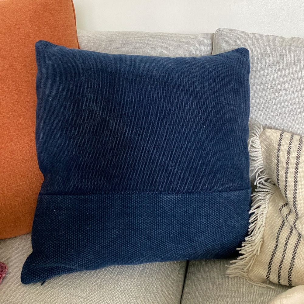 West Elm cotton canvas pillow cover navy 18”